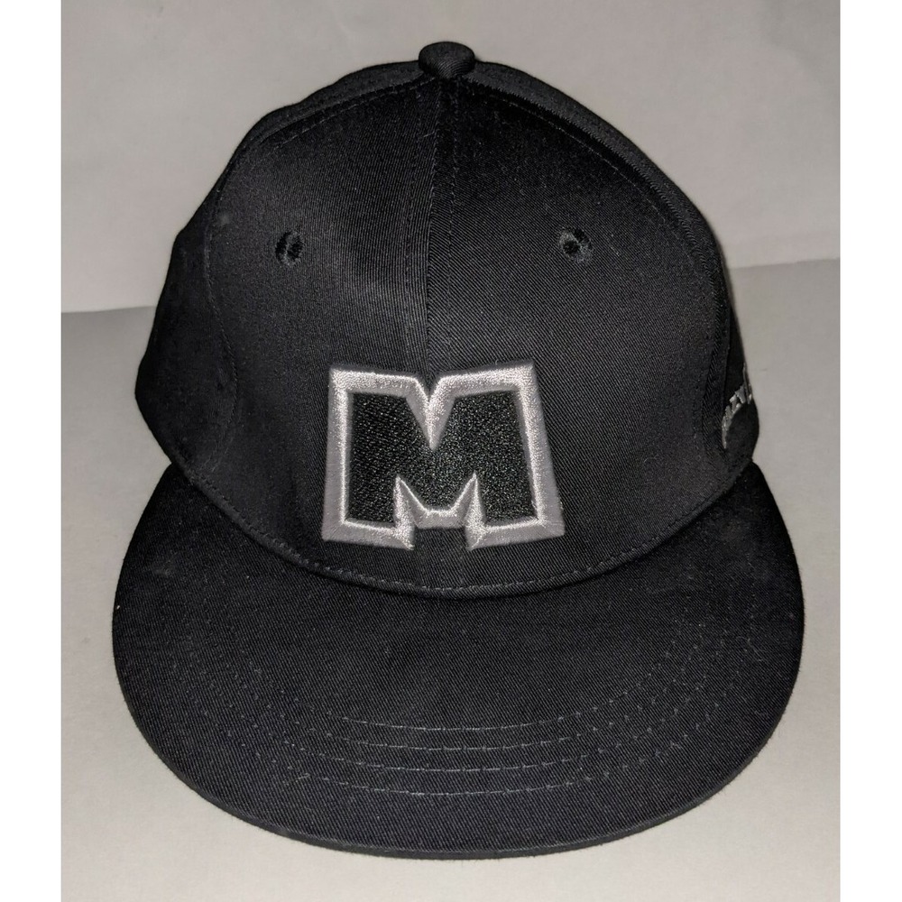 CRAZY MUSCLE Black & White Strapback Hat Cap Advertising RARE EUC CrazyMuscle